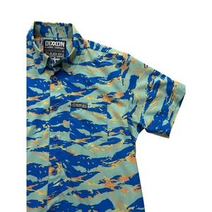 Dixxon Black Rifle Coffee Shirt Mens Medium Camo Performance Button Blue Green